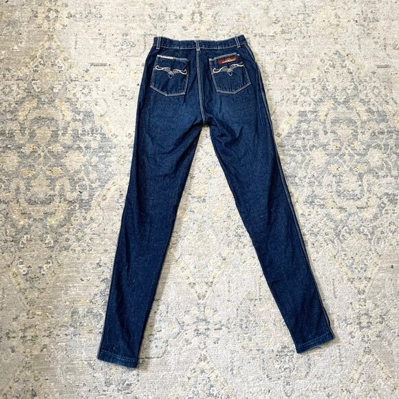 VTG 70s 80s Dark Wash Jordache Denim jeans 24 x 30 High Waisted Slim Fit Tapered - Picture 3 of 8